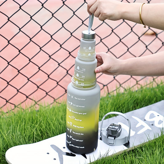 1pc/3pcs Frosted Water Bottle in 300ml/750ml/2L sizes with Gradient Color. Includes 10.14/25.36/67.63oz Leakproof Sports Water Cup with Straw. Ideal for Outdoor Activities like Camping