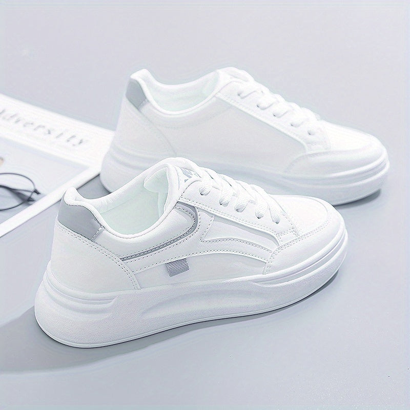 Lace up flat sneakers for women, ideal for leisure walking, running, and jogging.