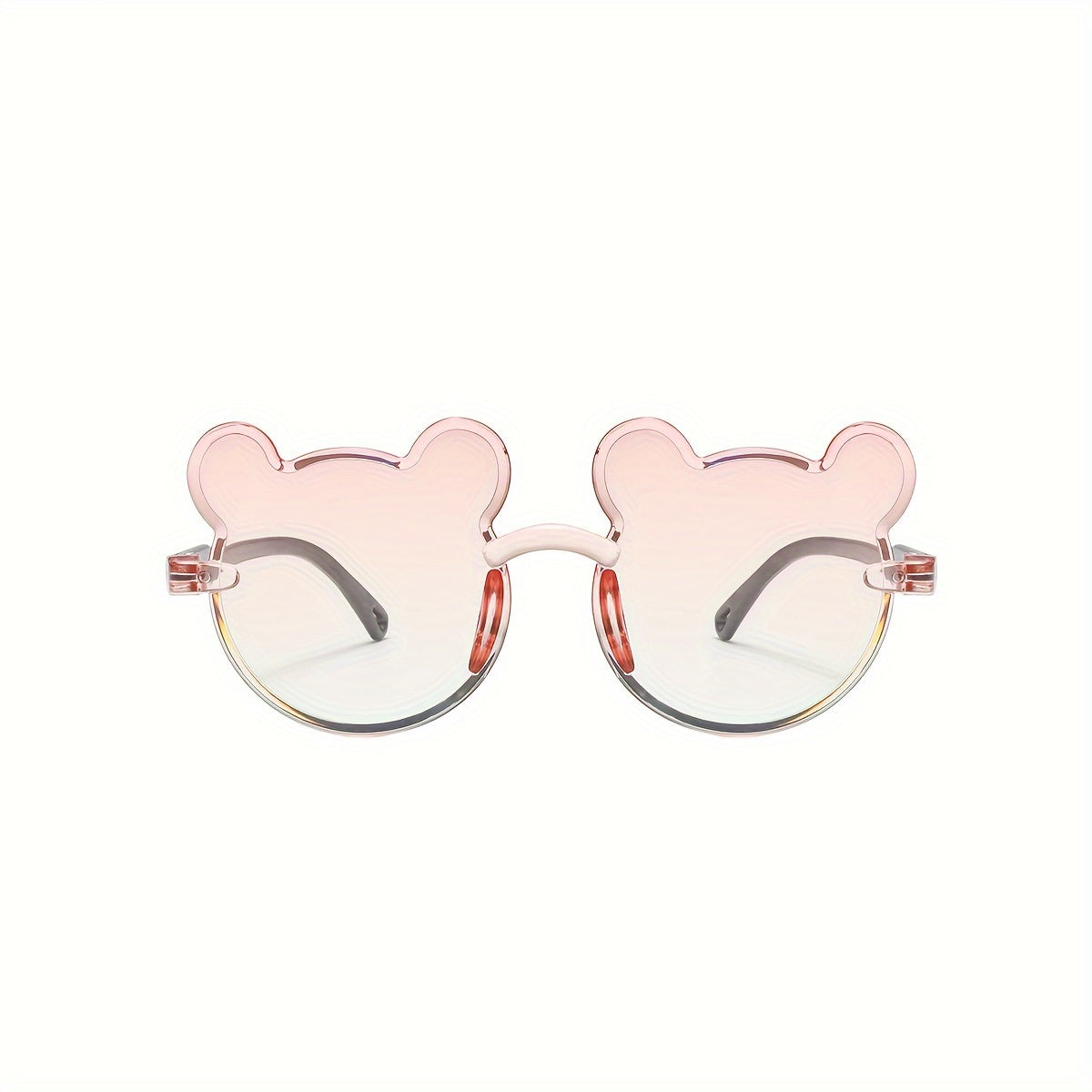 New bear decorative glasses set includes 3 pieces with a cartoon frameless design and bear-style gradient lenses.