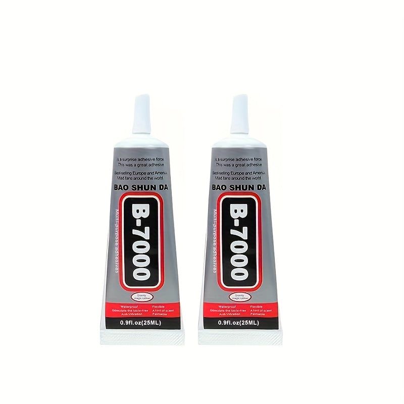 B-7000 is a versatile semi-fluid adhesive with strong bonding properties, suitable for jewelry making, gemstone setting, DIY repairs, and works well on materials like plastic, metal, glass