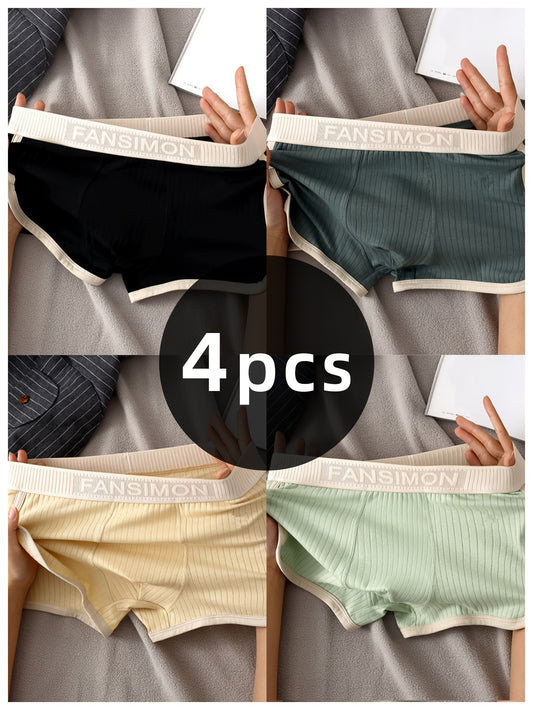 4 men's boxer shorts with vintage style, comfortable, breathable, and trendy.