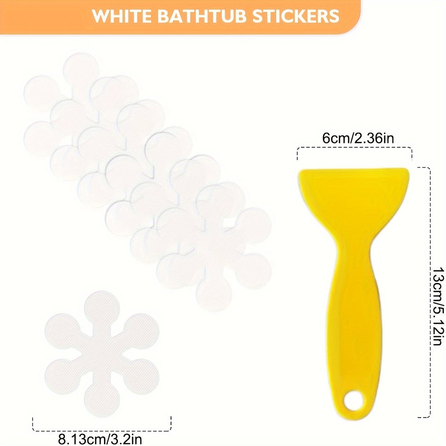 Non-slip bathtub stickers available in sets of 3, 12, or 24. These transparent snowflake-shaped floor stickers are perfect for use in bathtubs, shower floors, stairs, or ladders.