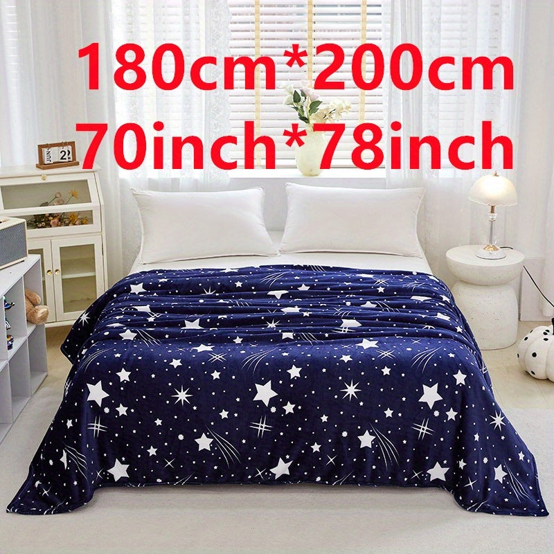 Contemporary Meteor Shower Pattern Flannel Fleece Blanket - Perfect for New Year, Valentine's, Mother's Day, and Back to School! Made from 100% polyester, this blanket is lightweight at 120g and machine washable for easy care. Stay cozy year-round with