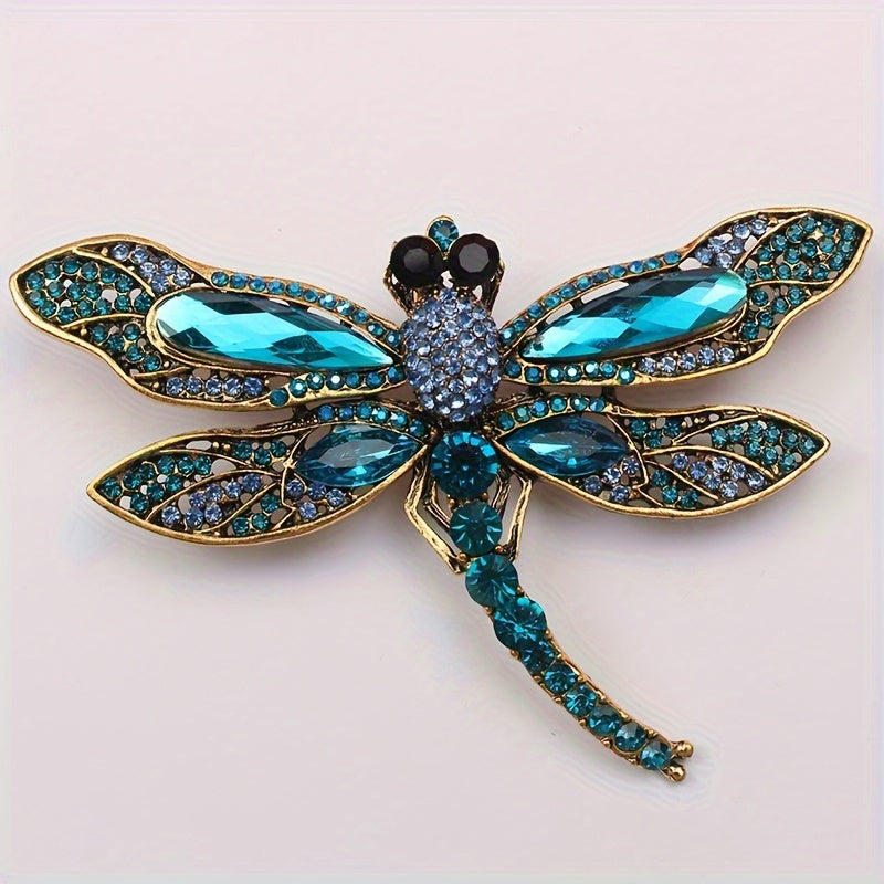 Chic Dragonfly Brooch Embellished with Shimmering Rhinestones - Stylish Animal Pin to Elevate Your Accessories Collection