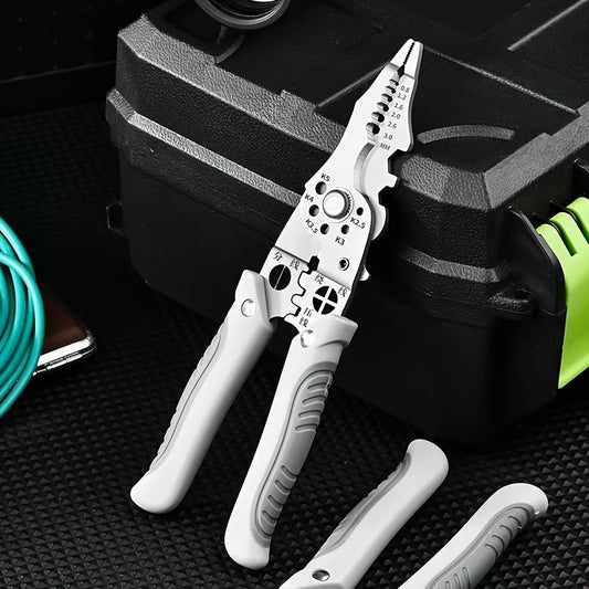 High-quality wire stripper and crimping tool made of durable chrome vanadium steel with a non-slip grip for electricians.