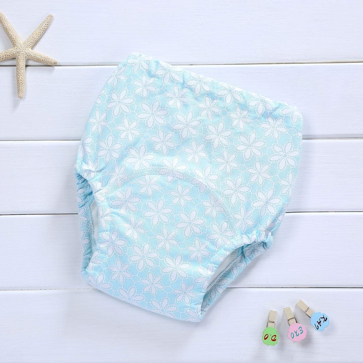 Korean Style Waterproof Baby Diaper Cover with 4-Layer Gauze, Washable Reusable Newborn Training Pants. Made with Breathable Soft Knit Fabric for a Snug Fit and Adjustable Leg Openings.