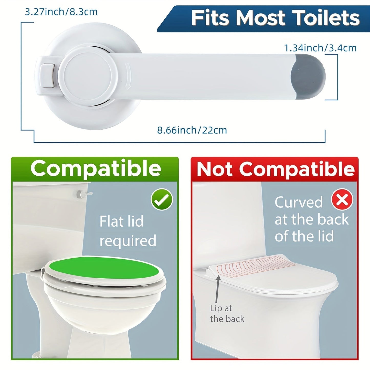 Toilet Safety Lock Set with Additional Pallet for Standard Toilets, Simple Installation and Lid Locking Mechanism, 1 Piece