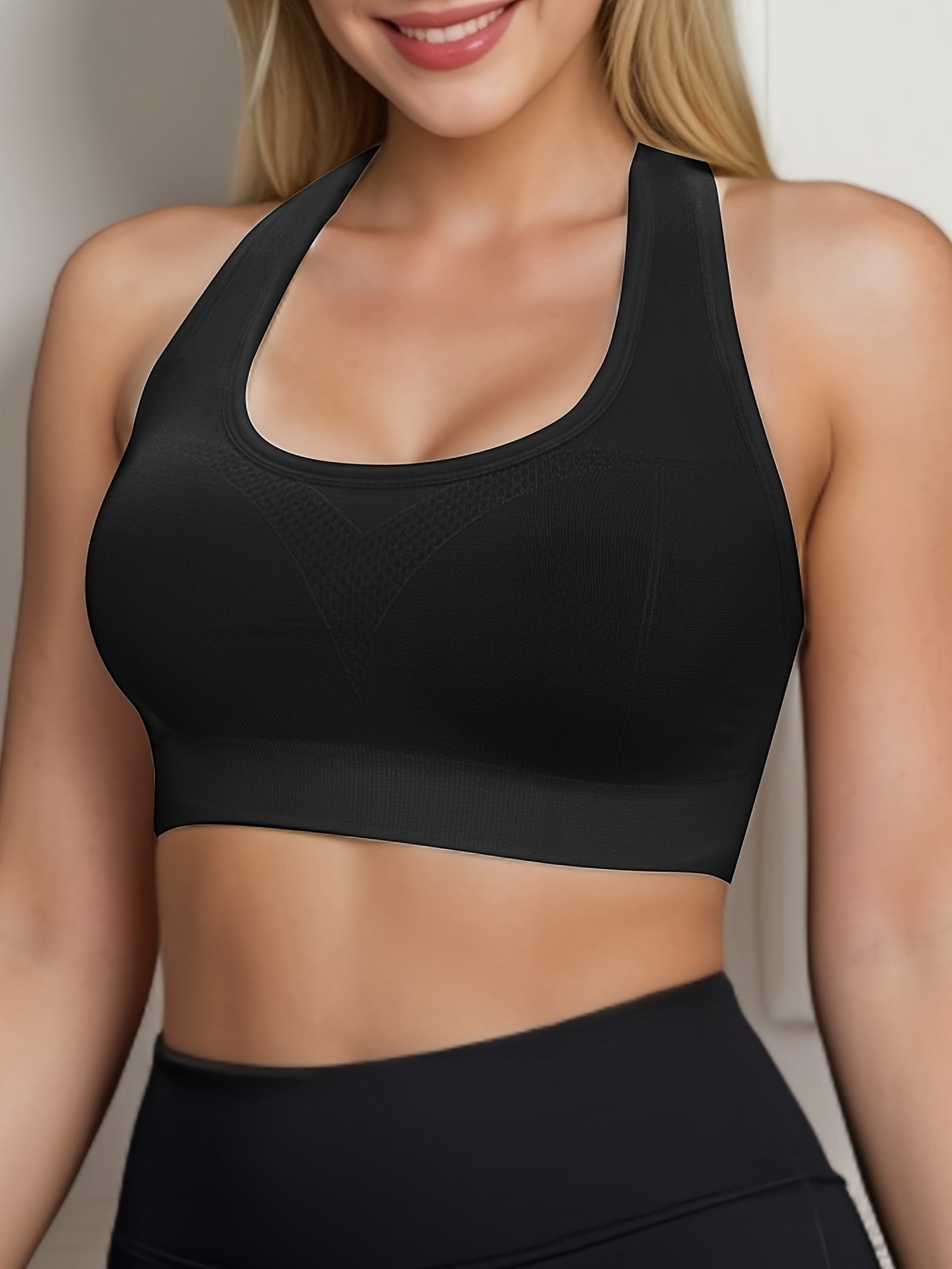 Sleek, comfy sports bra with breathable fabric for women's fitness and lingerie.