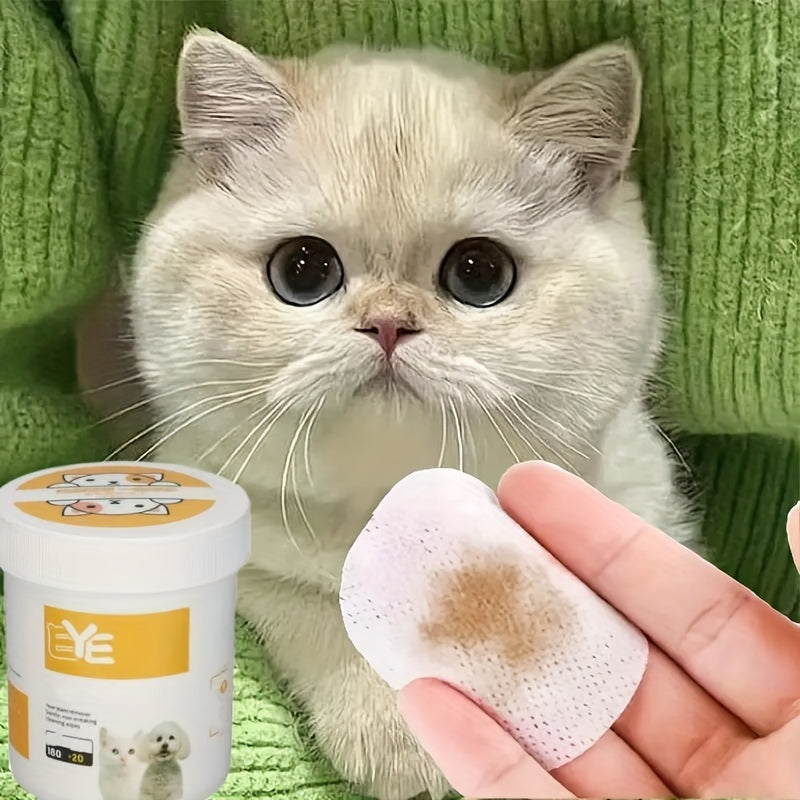 200 pieces of pet eye wet wipes for cats made of durable polyester material, safe for removing tear stains.