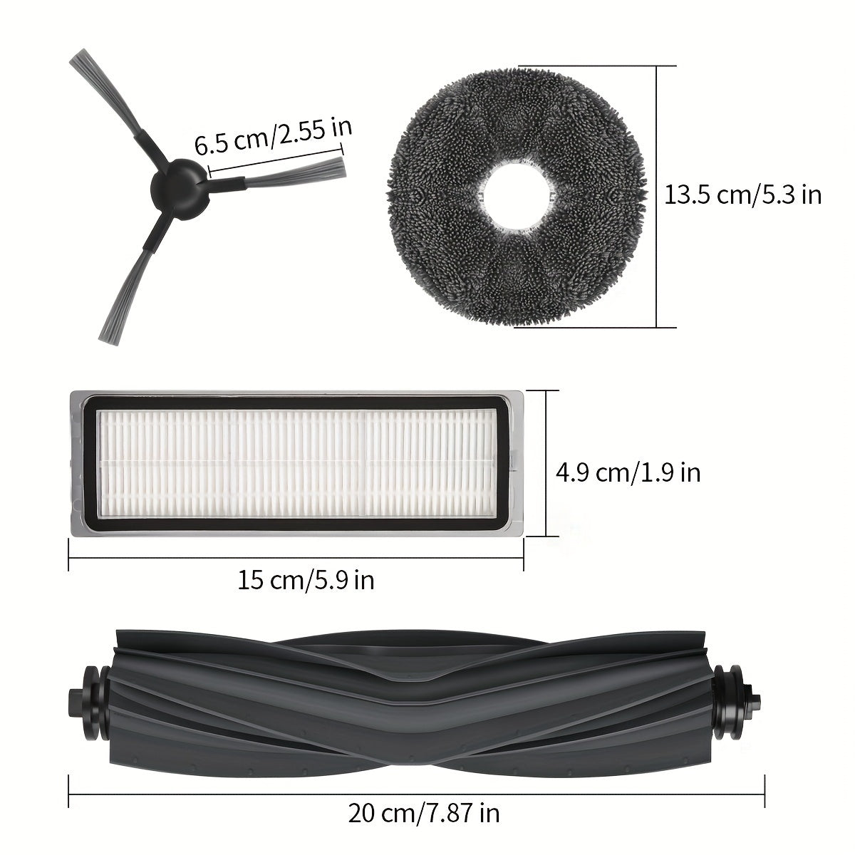 Replacement parts set for Dreame L10s Ultra/L10 Ultra/L10s Pro robot vacuum cleaner, includes 2 main brushes, 4 HEPA filters, 8 side brushes, and 8 mop pads.