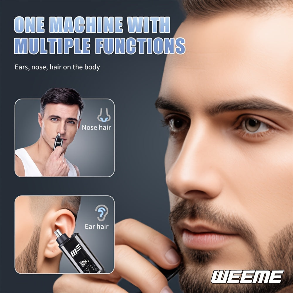 Weeme offers an exquisite USB rechargeable men's ear and nose trimmer in orange, green, or black with an LCD display for precise trimming. Perfect for Valentine's Day, Spring Festival, and