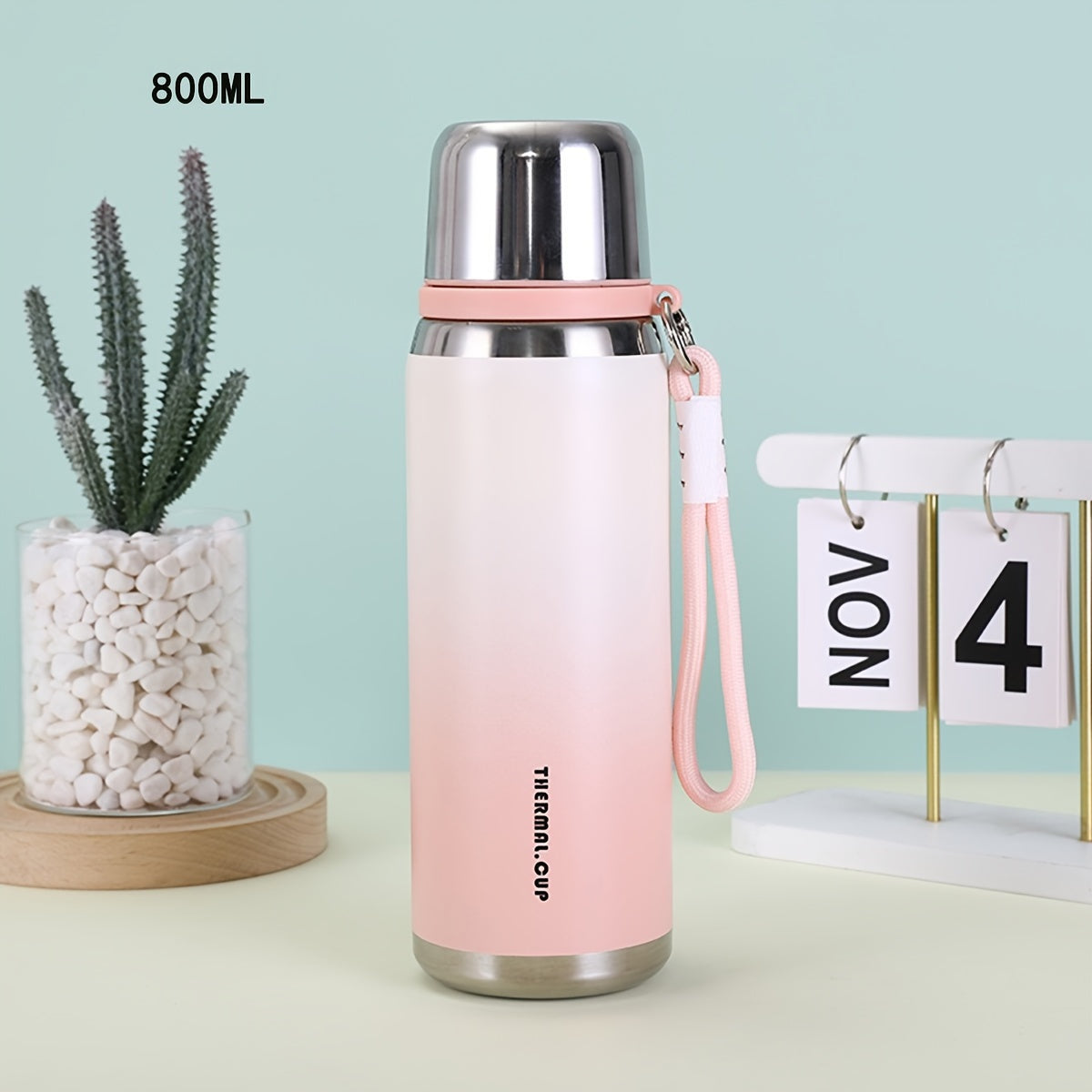 Trendy Gradient Stainless Steel Water Bottle - 600ml/800ml, Insulated and Durable with Lid - Ideal for Any Time of Year