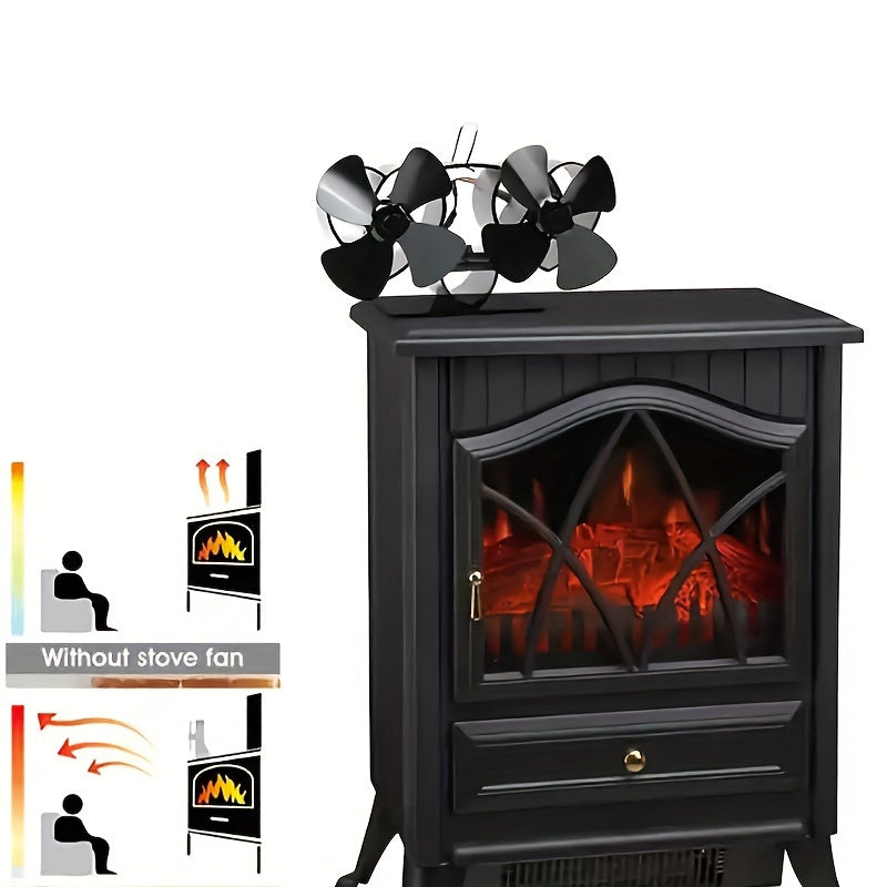 Effortless Installation Fireplace Fan - Automatically Starts, Requires No Power, Heat Resistant, Portable & Eco-Friendly, Improves Wood Stove Heat Distribution.