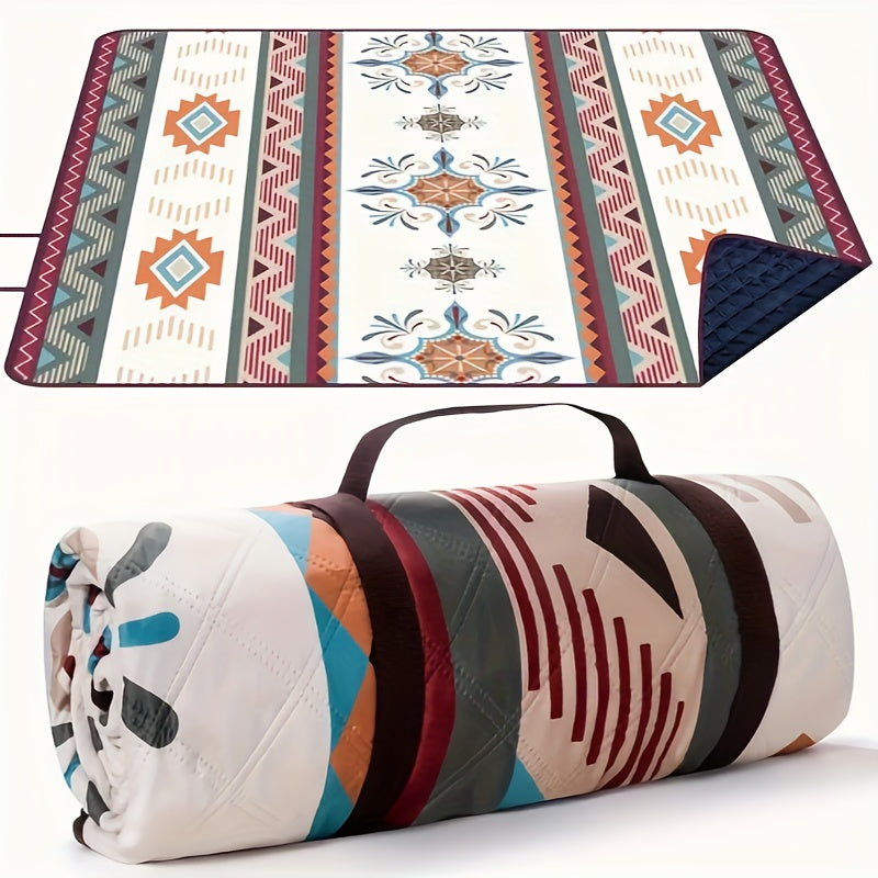 Bohemian Outdoor Picnic Blanket with Carry Bag for Camping, Beach, BBQ, Hiking, Travel - Stylish Design