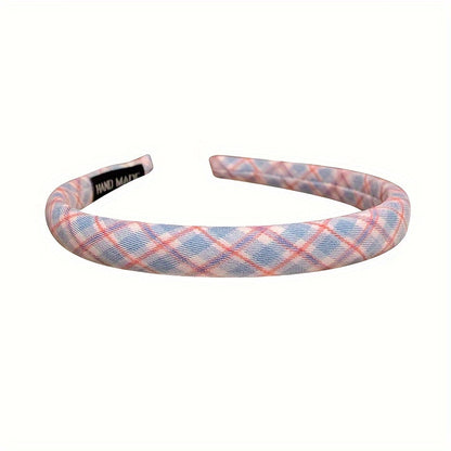 6pcs Women's Plaid and Solid Color Headbands, Elegant Polyester Hair Accessories for Travel, Vacation, and Everyday Style