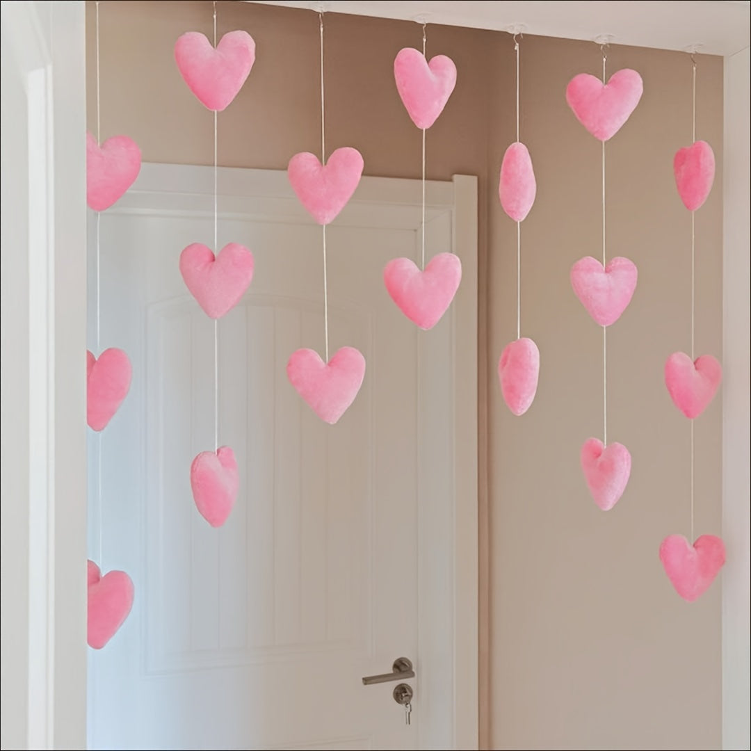 Seven pieces of 18 hearts door hanging ornaments in cute pink peach heart design for Valentine's Day decoration and gifts. Ideal for party supplies.