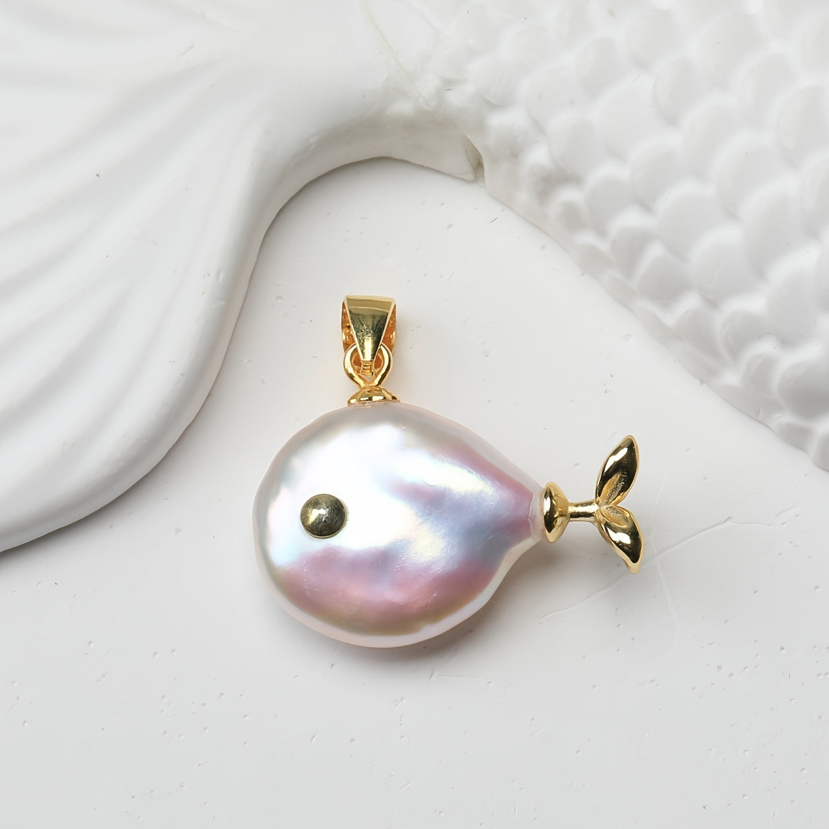 Handmade Baroque Freshwater Pearl Fish Pendant - S925 Sterling Silver, Adorable Nautical Theme, Perfect for Daily Wear and Gifting, No Batteries Needed