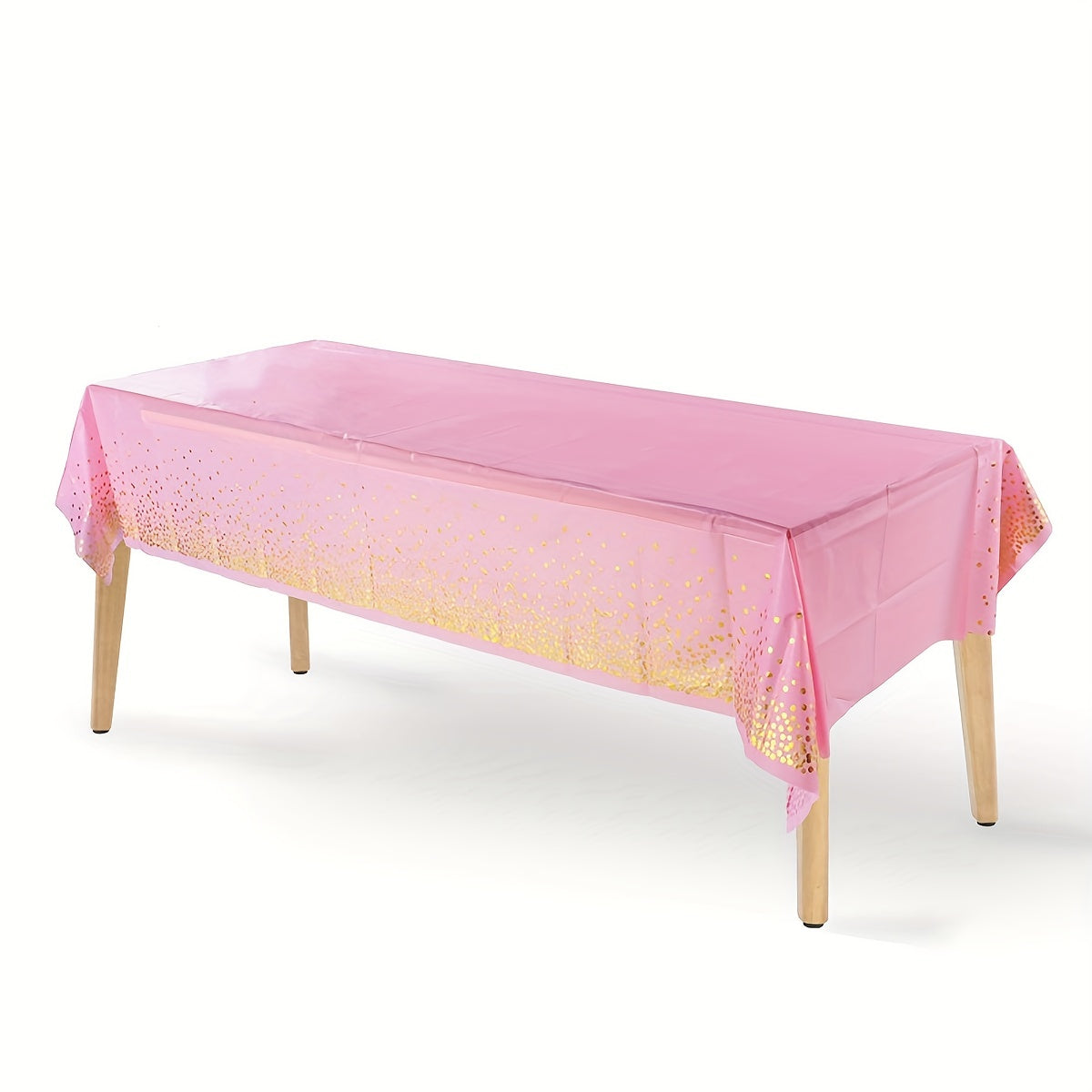 Disposable golden dot waterproof tablecloth, 137x274cm, for parties and events.