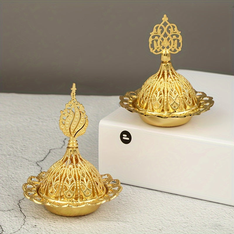 Golden Incense Burner - Perfect for home decor or as a gift for holidays, birthdays, or Eid Al-Adha. Suitable for men and women.