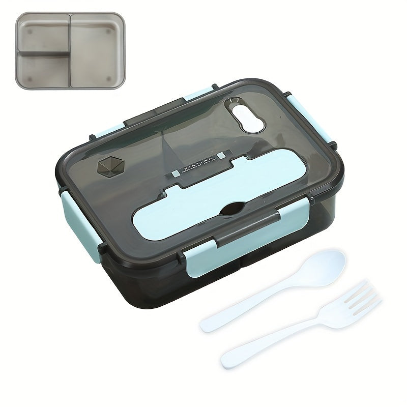 1-Piece Bento Boxes with Utensils - Ideal for On-the-Go Meals - Perfect for Travel, Camping, School, or Office - Safe for Microwave, Dishwasher, and Freezer Use - Durable Plastic Containers