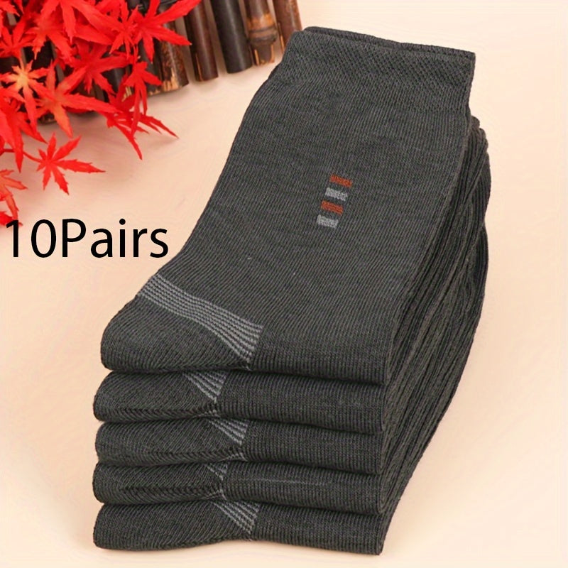 5 Pairs of Men's Classic Crew Socks, Breathable and Comfortable for All Seasons