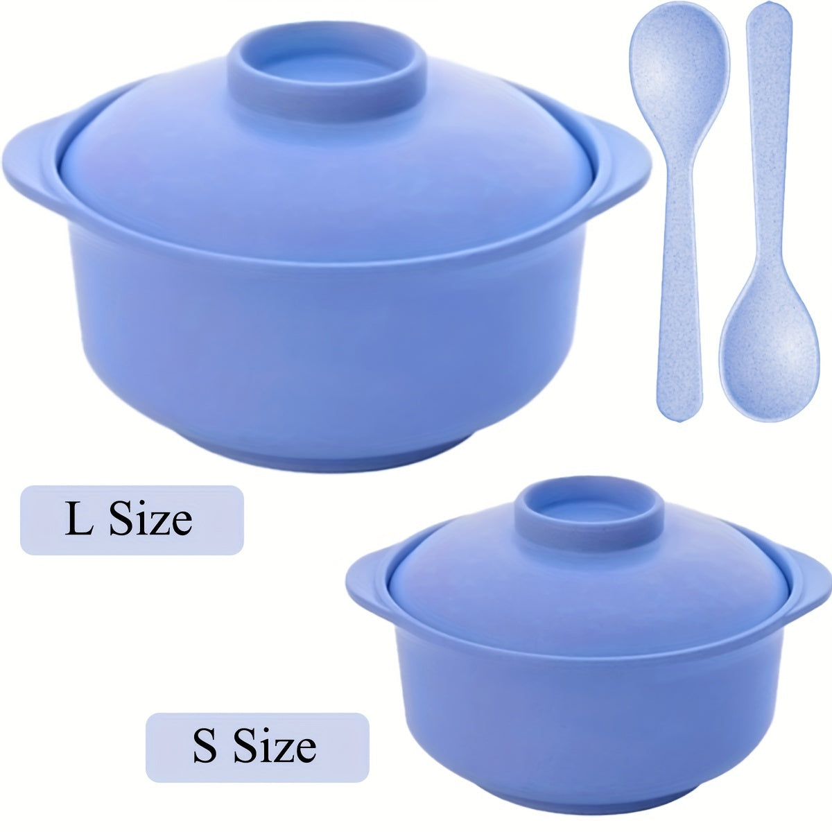 1 set of instant noodle and rice bowls with covers, non-slip food containers, and unbreakable kitchen supplies for college dorms and apartments.