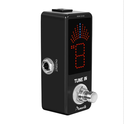 Chromatic guitar tuner pedal for high precision tuning of electric guitar and bass with ± 1 cent accuracy and true bypass.