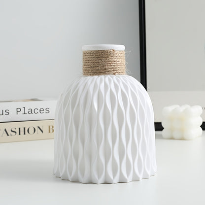 Stylish plastic vase with water ripple design for home decor, ideal for dried flowers and living room accents.