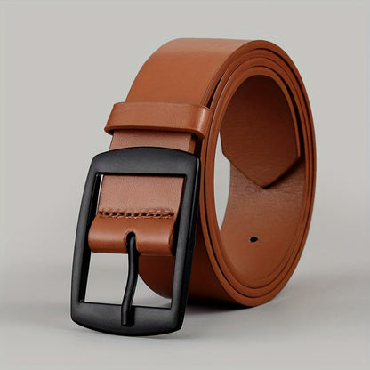 Men's simple and retro PU leather belt with smooth buckle for daily wear