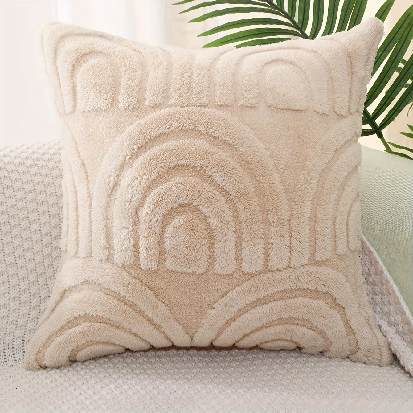 Add a touch of elegance to your living space with this luxurious PVC fleece arch flower shaped throw pillowcase. Made from cozy, soft material, these throw pillow covers are perfect for your sofa, chair, or bed. Transform your bedroom decor with these