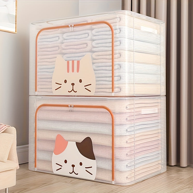 Classic Style PVC Storage Box, Rectangular Shape, Waterproof and Durable, Stackable and Foldable with Space-Saving Design. Perfect for Closet Organization and Multipurpose Home & Kitchen Organizer, Ideal for Under-Bed Storage. 24L/66L Size.