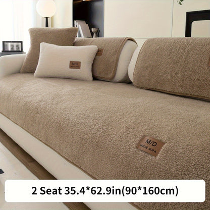 Plush sofa slipcover for all seasons, non-slip and thickened for universal furniture protection in any room.