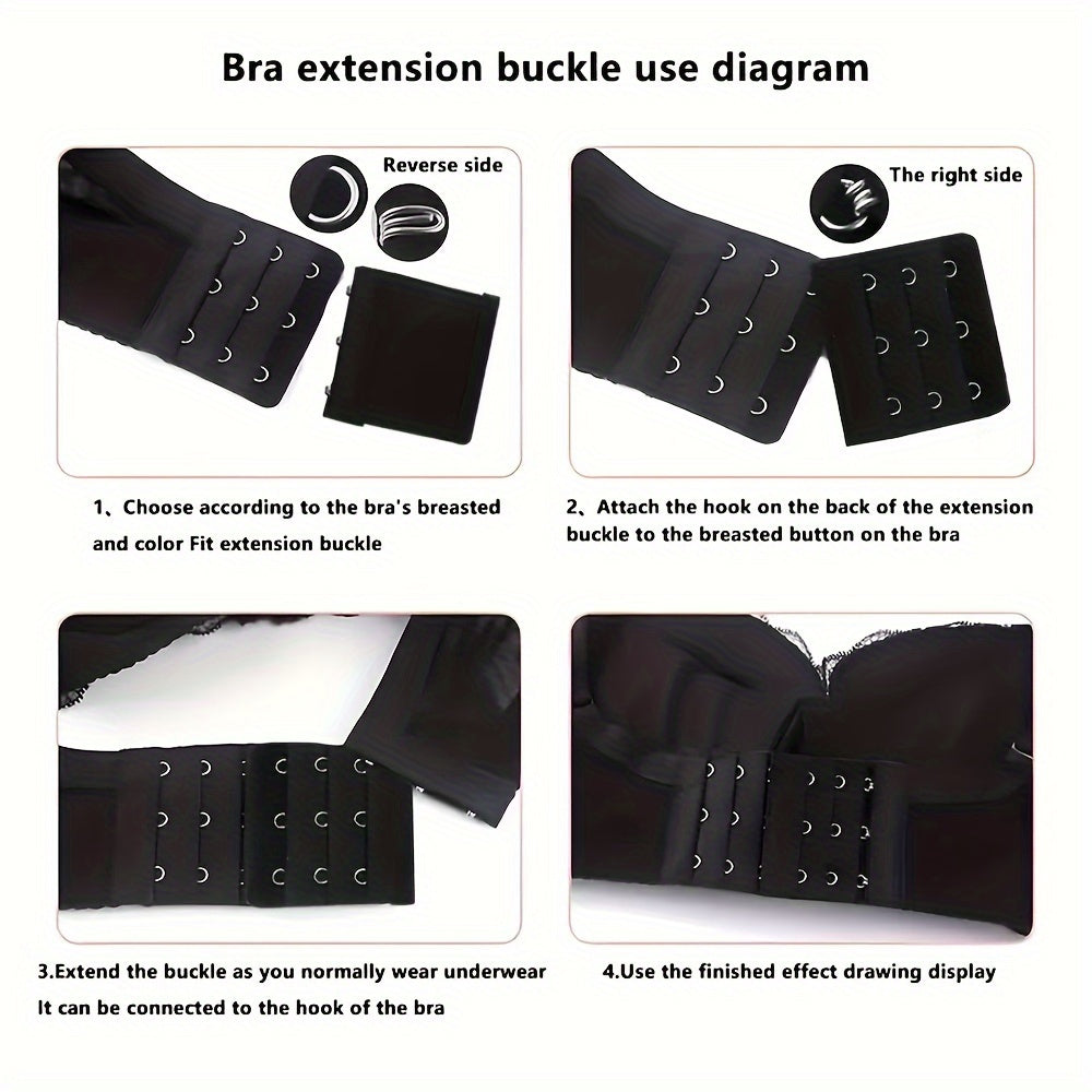 12 Comfort Stretch Bra Extenders - Adjustable 2/3/4 Hooks, Soft Polyester Knit Fabric, Solid Color, Easy-to-Use Bra Accessories