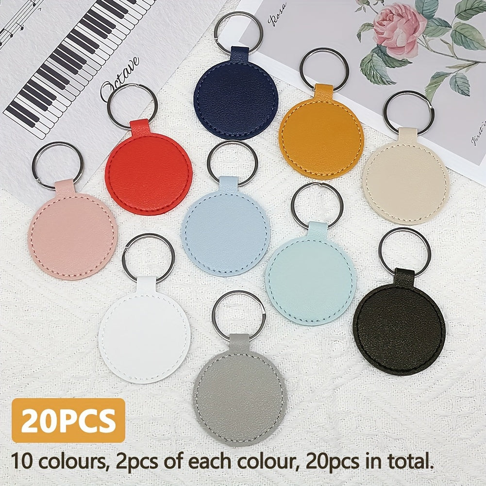 Craft your own leather keychains with this DIY kit containing 15/20 pieces. The round keychains are suitable for both men and women and come with PU leather blanks, key rings, and laser-engraved designs. Perfect for creating personalized holiday gifts or