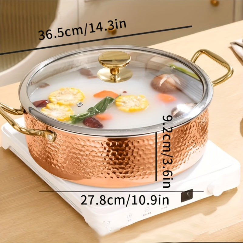 BAICHANG Stainless Steel Soup Pot with Lid - Durable Triple-Layer Construction, Elegant Design, Works on Induction & Gas Stoves, Ideal for Home and Professional Kitchens