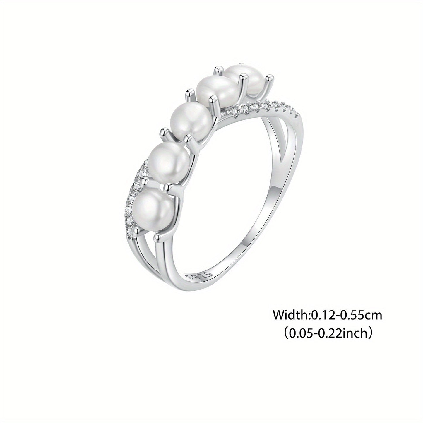 Celebrate a special occasion with this elegant women's anniversary ring, showcasing a stunning infinity symbol design crafted from 3.2 grams of 925 silver and adorned with lustrous freshwater pearls. This versatile piece is ideal for daily wear or as a