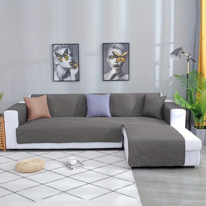 Waterproof and dustproof sofa cover for L shape sofas, pet-friendly and double-sided, perfect for living rooms, offices, and home decor.