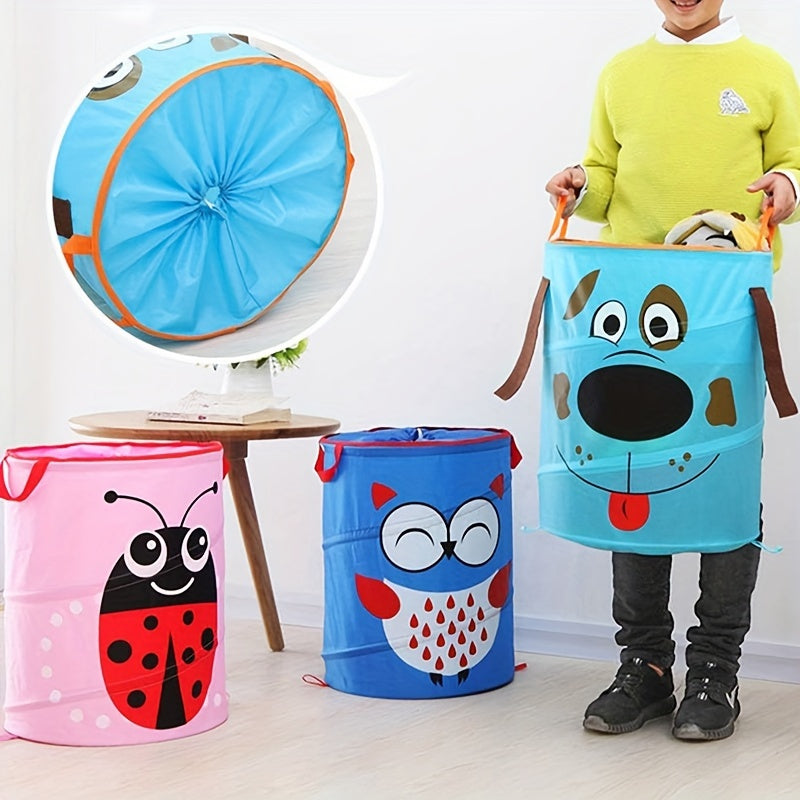 1 piece of Cute Design Large Toy Basket Organizer, Storage Bin for Toys, Clothes, and Clothing, Collapsible Laundry Basket in Beetle, Bumblebee, Owl, or Monkey design for Kids.