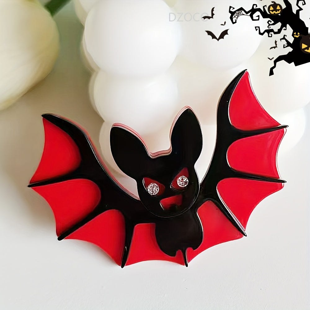 Retro Punk Inspired Acrylic Brooch Pins - Quirky Cartoon Designs for Scarves and Jackets, Featuring Halloween Icons like Pumpkins, Skeletons, and Bats