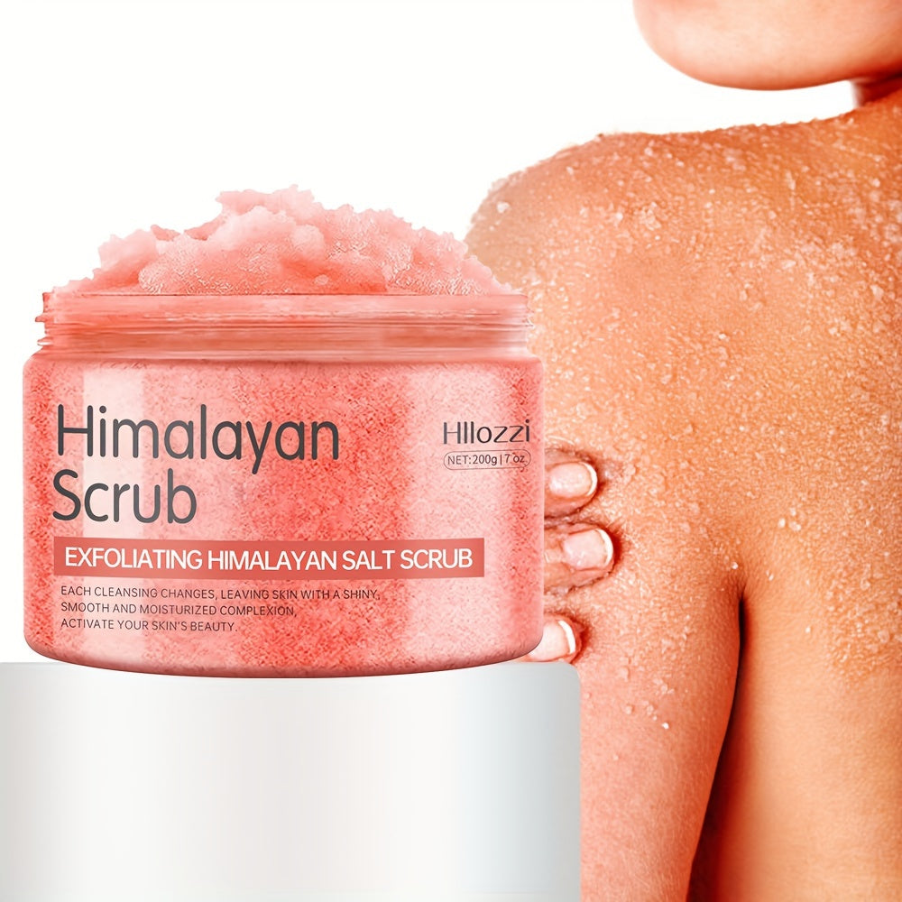 7oz/200g Himalayan Salt Exfoliating Body Scrub for all skin types. Contains Coconut Oil and Glycerin for gentle, moisturizing care. Creamy texture with natural exfoliation and brightening