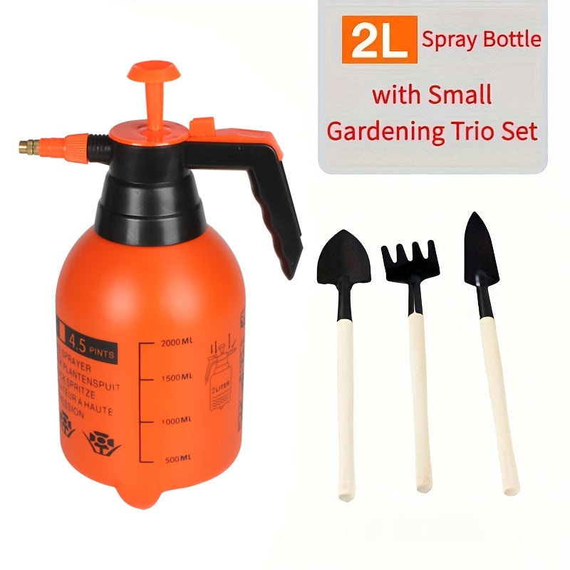 2/3L High-Pressure Air Spray Watering Can Set with Adjustable Nozzle for Durable Garden & Lawn Care, Flowers, Grass, Home Cleaning.