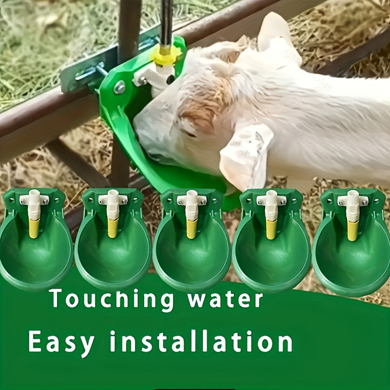 1pc 2-in-1 Goat and Sheep Feeder with Automatic Water Dispenser - Easy Installation, Durable Plastic, Green Bowls for Livestock Drinking