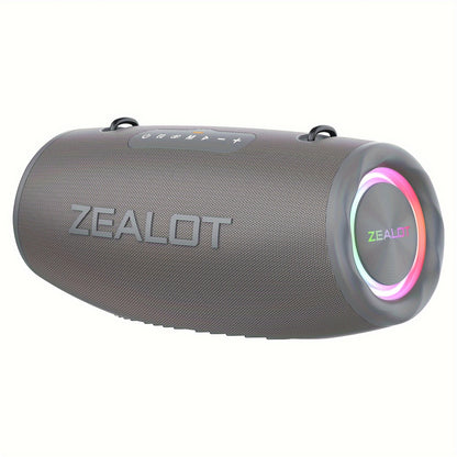 2024 Zealot 80W Outdoor Portable Subwoofer Speaker with Shoulder Belt, HiFi Sound, Dual Pairing, 16000mAh Battery, 24-Hour Playtime, Charging Cable. Compatible with Mobile Devices. Ideal