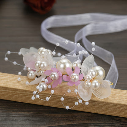 Romantic Floral Bridal Headband with Faux Pearls and Beads - Perfect for Weddings, Princess Birthdays, and Parties