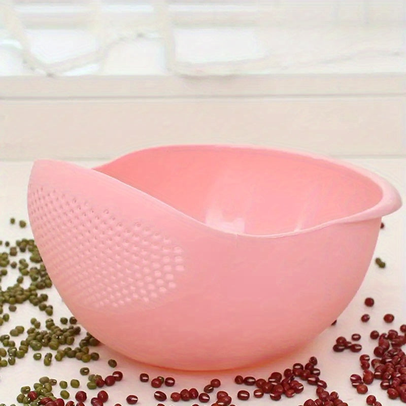 Large plastic rice washing basin with leak-proof sieve, perfect for draining fruits and vegetables safely in the kitchen.