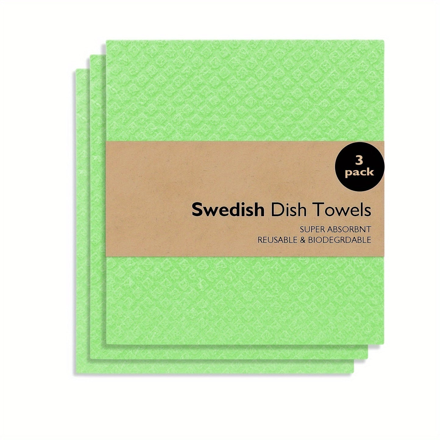 Swedish Dishcloths for the Kitchen - Set of 3 or 10PCS. These reusable and compostable kitchen cloths are made in Sweden from cellulose sponge material. Perfect for washing dishes, these Swedish dishcloths can also be used as reusable paper towels that