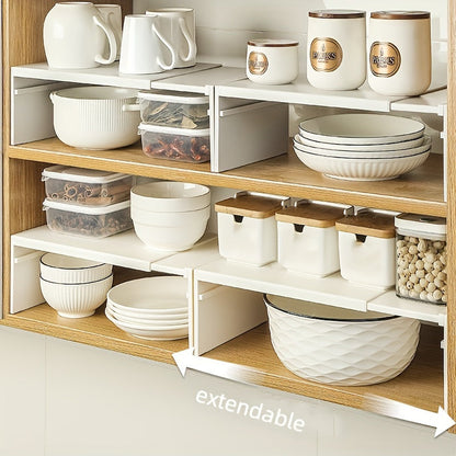 The most popular choice: Expandable Kitchen Storage Rack with Adjustable Shelf Dividers for Seasoning and Cookware Organization. Made of durable plastic, this Countertop Cabinet Organizer requires no assembly and features layered shelves and a convenient