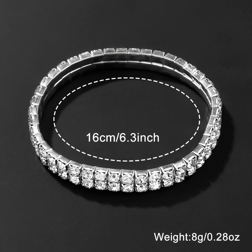 6pcs set of chic stainless steel quartz watch with rhinestone bracelet - ideal gift for Valentine's, Easter, birthdays, and more.