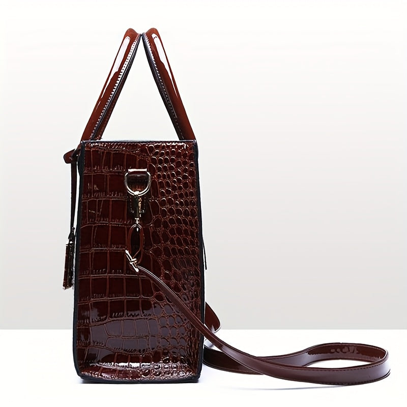 Trendy crocodile pattern handbag for women, perfect for travel and gifting.