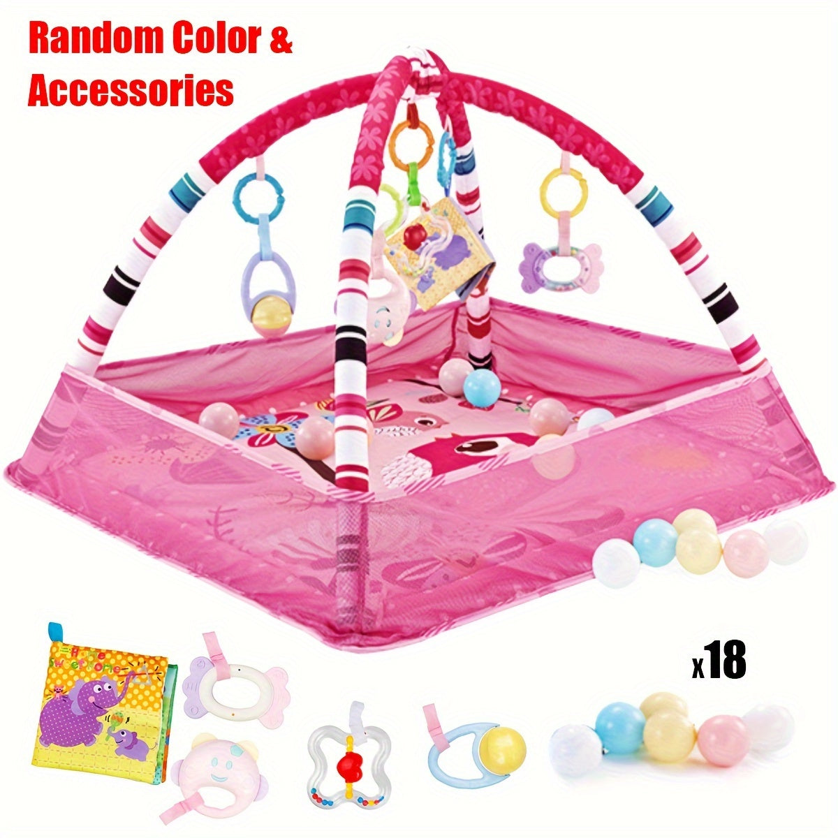 1pc Baby Playpen Gym with Hanging Toys - Versatile play yard for infant development and exercise - Ideal holiday gift.